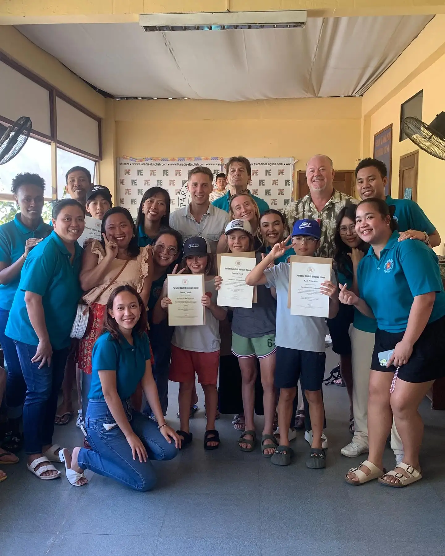 Junior camp students and staff with certificates
